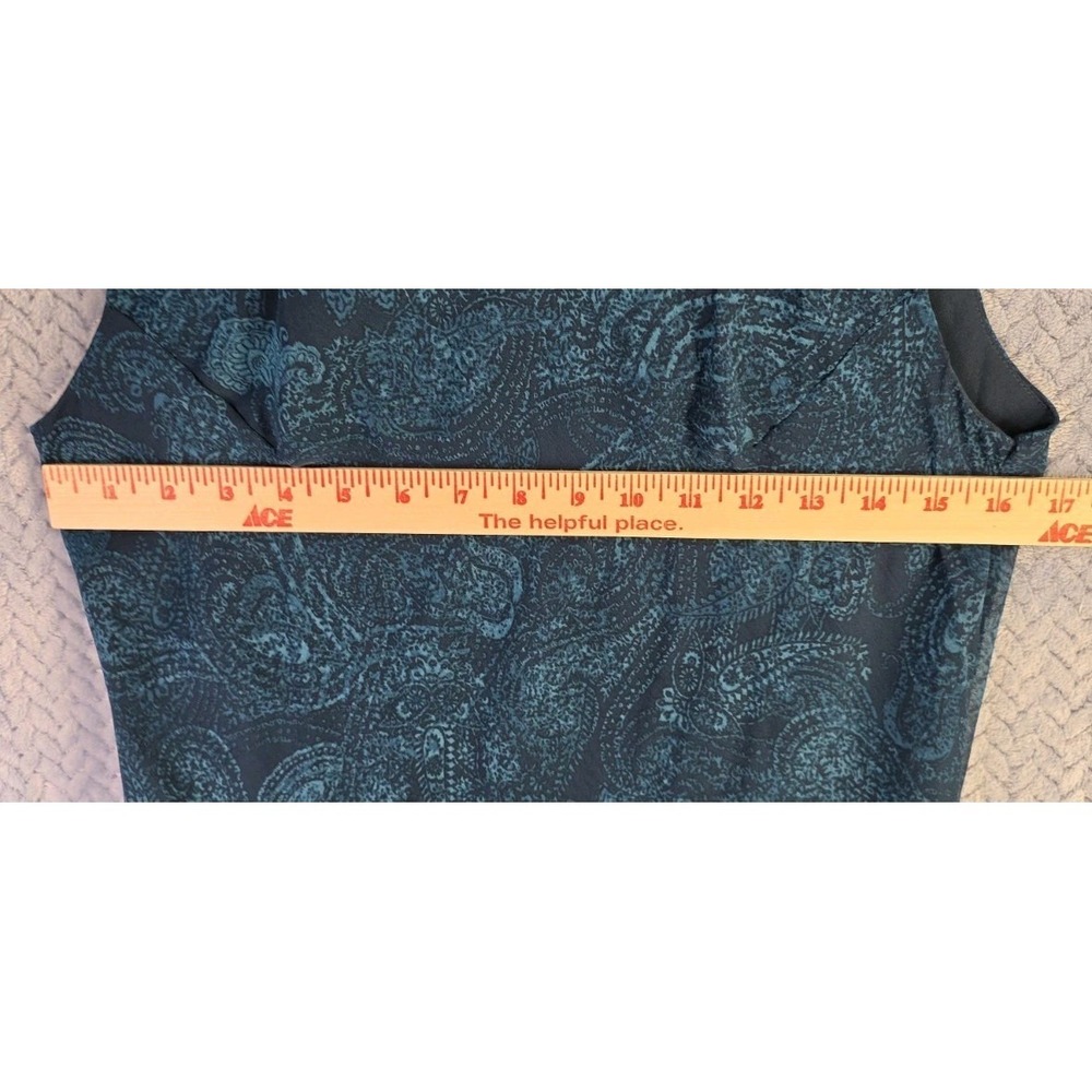Sleeveless Teal‎ & Black Dress, Studio I Women's Size 12 Sheer Overlay Boho - Picture 5 of 6